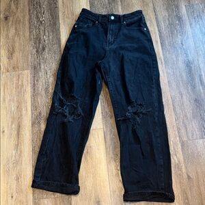 Wild Fable Black Boyfriend Jeans Distressed High-Waisted